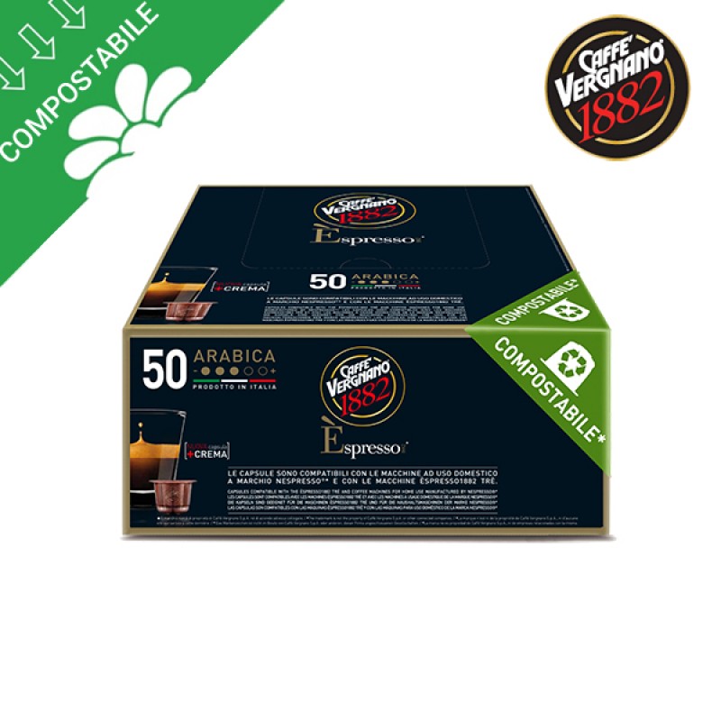 100 capsule compostabili Vergnano ARABICA per Nespresso
